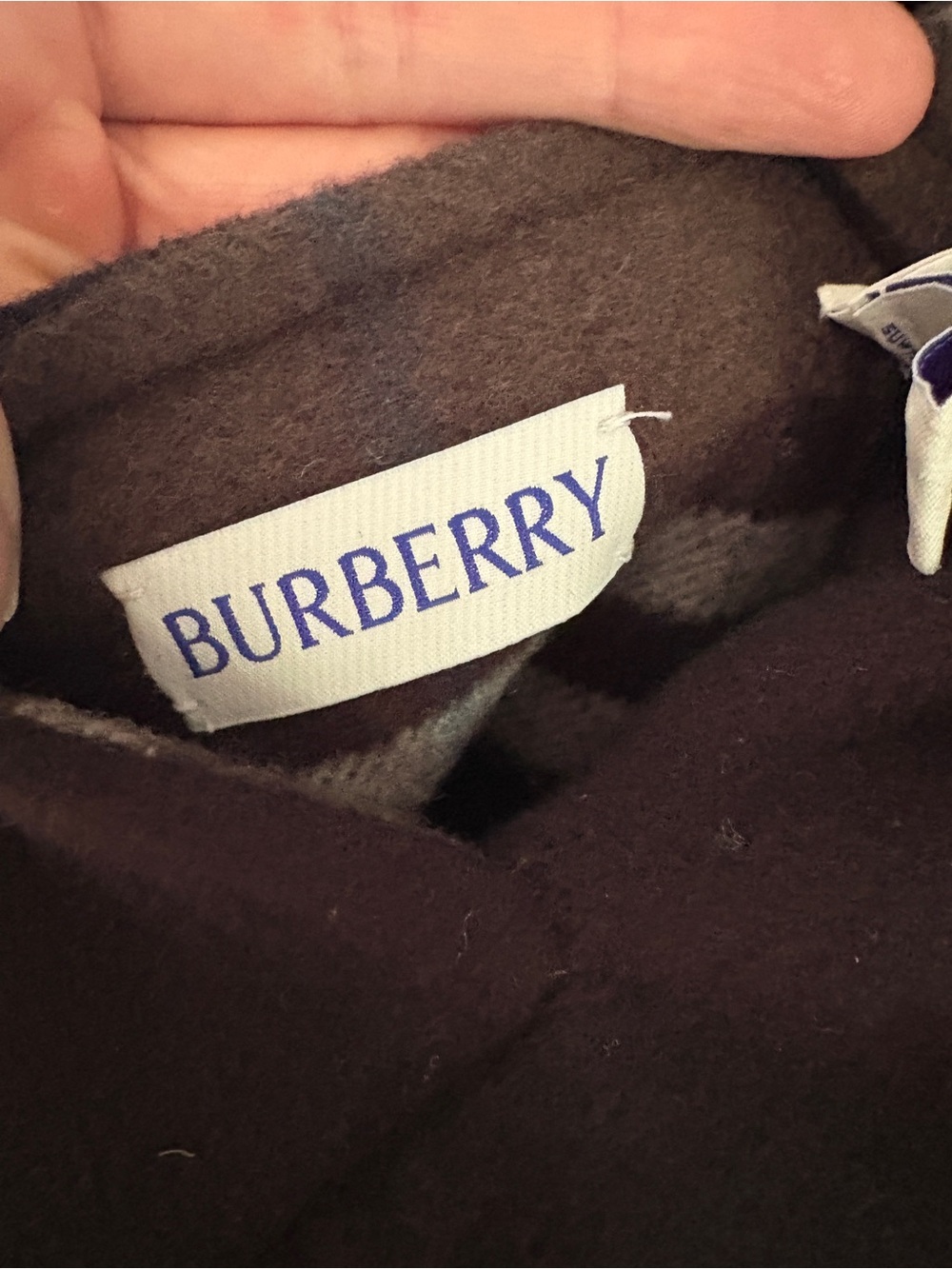 Burberry reversible wool wrap coat coat - black and gray blue Burberry check. - Picture 3 of 10